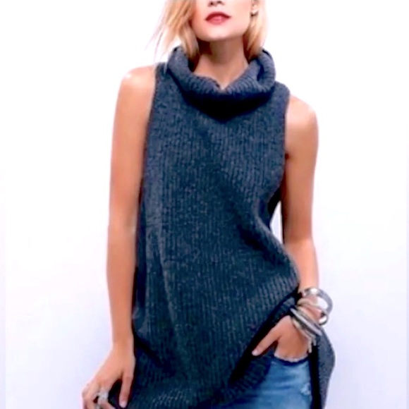 FREE PEOPLE Need It Now Sleeveless Split Back Sweater - Picture 2 of 4